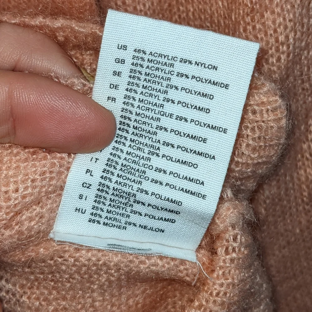 H&M Divided Peach Mohair Blend Open Knit Long Sleeve Sweater Size 6 Small - Picture 8 of 9